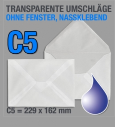Transparente C5-Briefumschläge, nassklebend