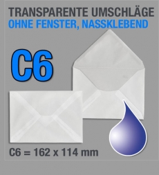 Transparente C6-Umschläge, nassklebend