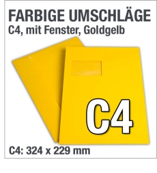 C4-Fenster-Versandtaschen, Gelb, Goldgelb