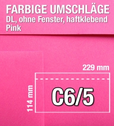 C6/5-Umschlge, Pink, Rosa, Eosinrot, haftklebend