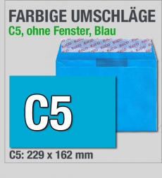 Blaue C5-Kuverts, Intensivblau, 229 x 162 mm