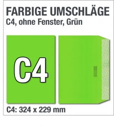 C4-Versandtaschen, Grün, Intensivgrün, 324 x 229 mm