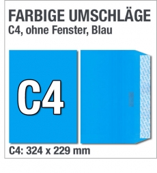C4-Versandtaschen, Blau, Intensivblau, 324 x 229 mm