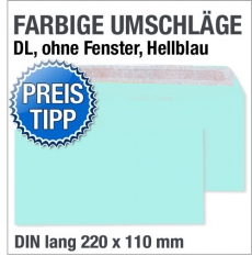 Briefumschlge, DIN lang, Himmelblau, Hellblau