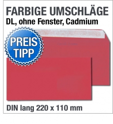 Briefumschlge, DIN lang, Dunkelrot, Cadmium