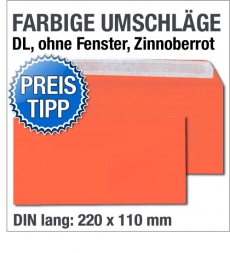 Briefumschlge, DIN lang, Rot, Zinnober