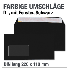 Schwarze Fensterumschlge, DIN lang: 220 x 110 mm