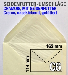 C6-Umschlge Chamois mit Seidenfutter, nassklebend