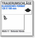 Trauerumschlge, 120 x 189 mm mit betenden Hnden