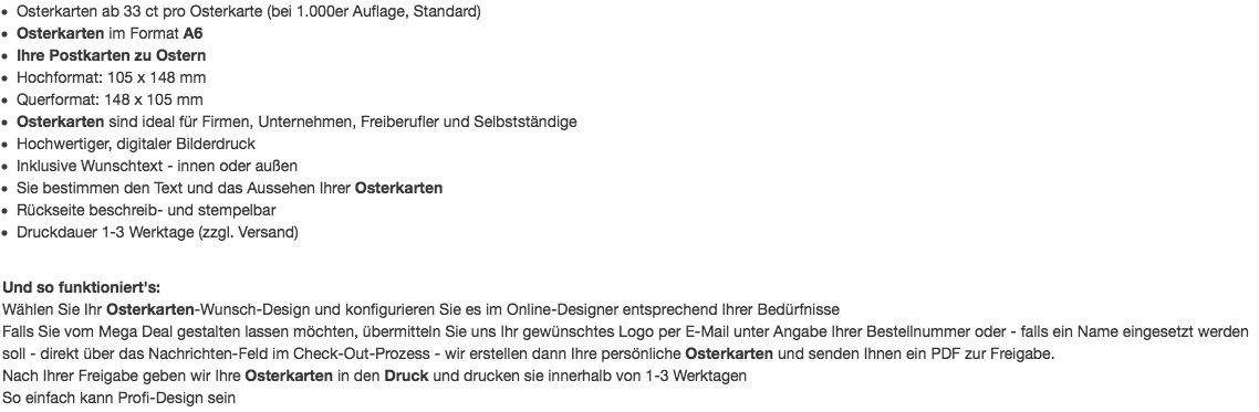 Wir drucken Ihre Osterpostkarten schnell und günstig